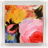 Yellow and Violet Flowers C - High Resolution Giclee Printed Canvas Framed in Contemporary Clear Acrylic Frame